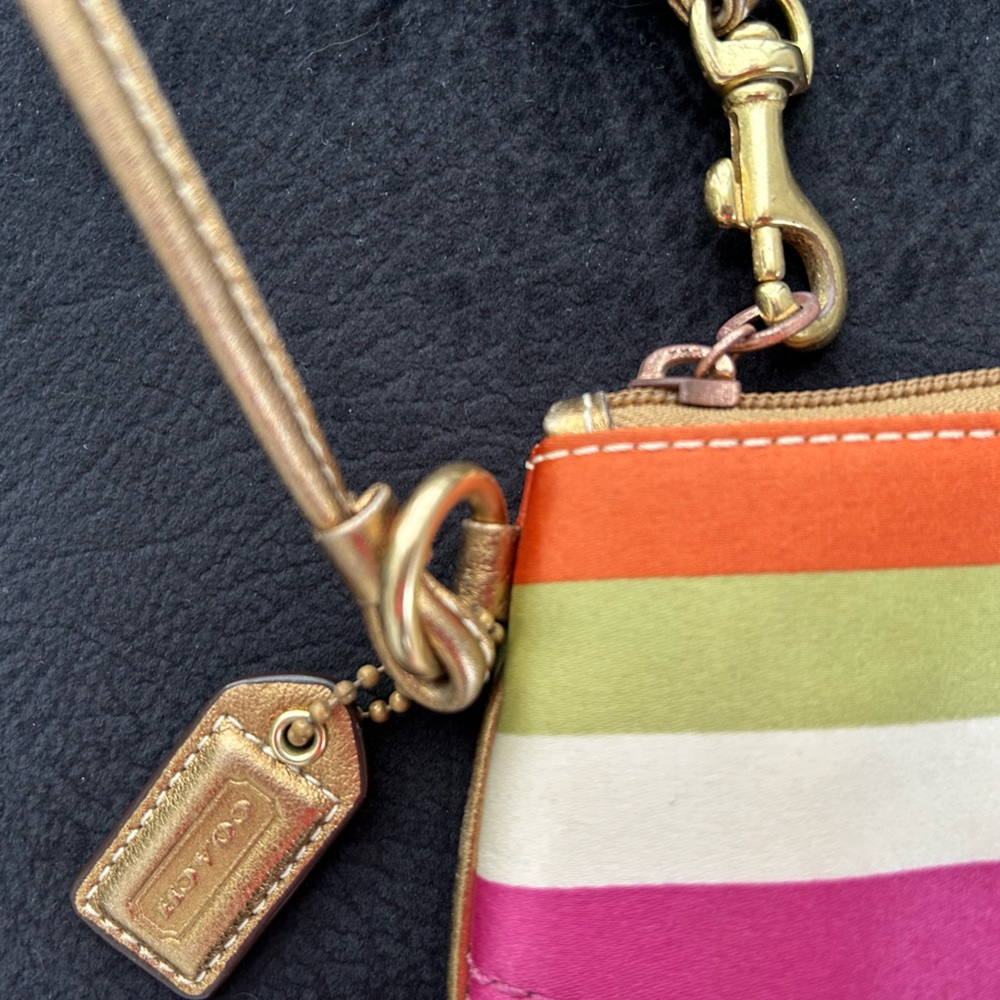 Authentic Coach Legacy Stripe Wristlet - Picture 11 of 15